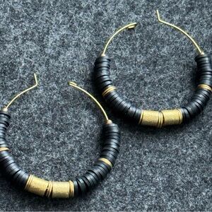 Elegant Black and Gold Hoop Earrings